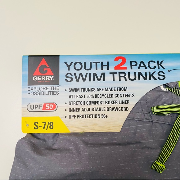 Gerry Boys Youth 2-pack UPF 50+ Swim Trunks Sizes S-7/8, L-14/16, XL-18/20, NWT - Picture 5 of 6